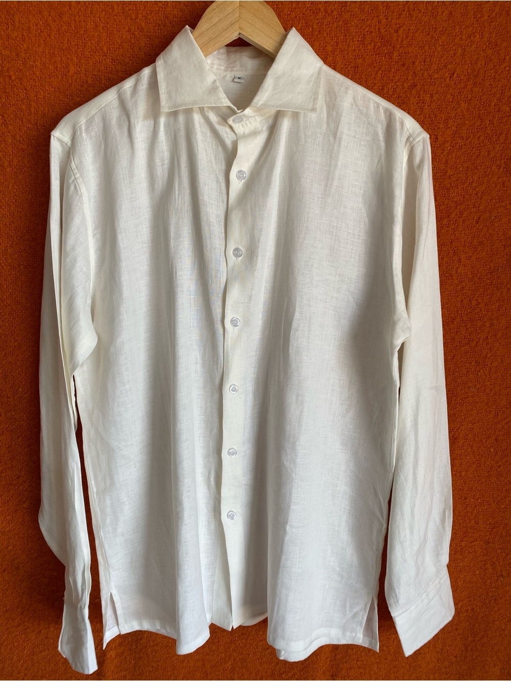 100% Linen Amalfi Long Sleeve Shirt Ivory M NWOT Quiet Luxury